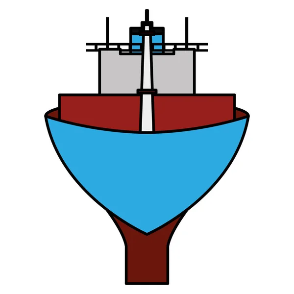 Kleur Front Schip Vervoermiddel Zee Vectorillustratie — Stockvector