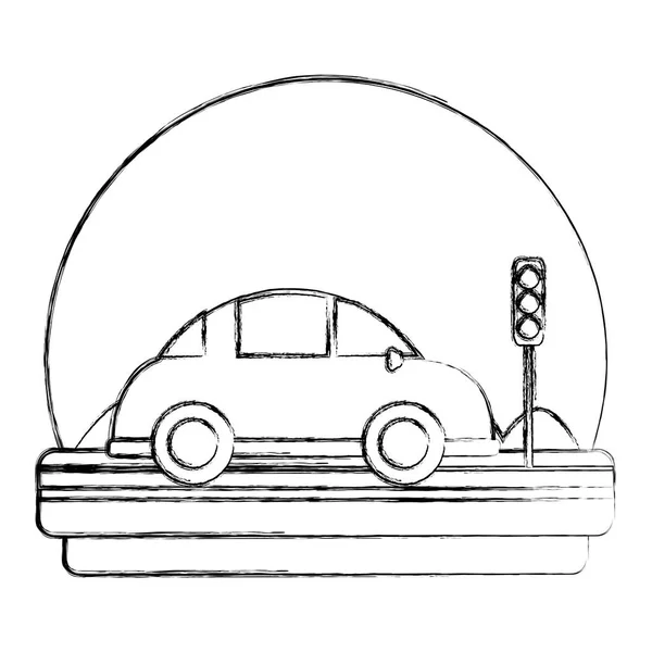 Grunge Auto Doprava Silnici Semafor Vektorové Ilustrace — Stockový vektor