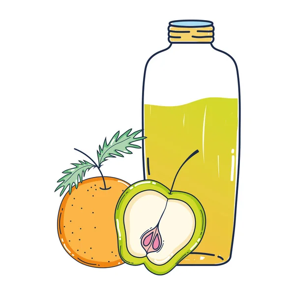 Zumo Saludable Naranja Manzana Ilustración Del Vector Del Frasco — Archivo Imágenes Vectoriales