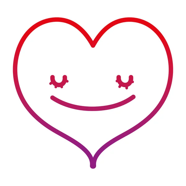 Linha Degradada Kawaii Coração Feliz Bonito Amor Vetor Ilustração — Vetor de Stock