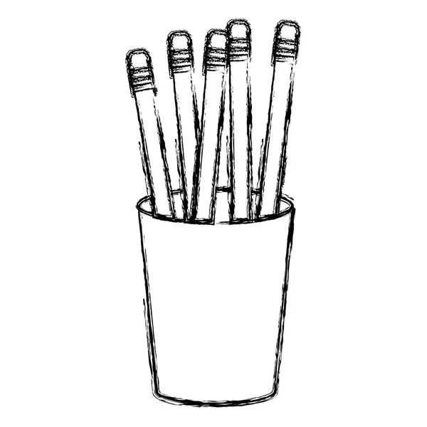 Crayons Bois Objet Intérieur Vase Plastique Vectoriel Illustration — Image vectorielle