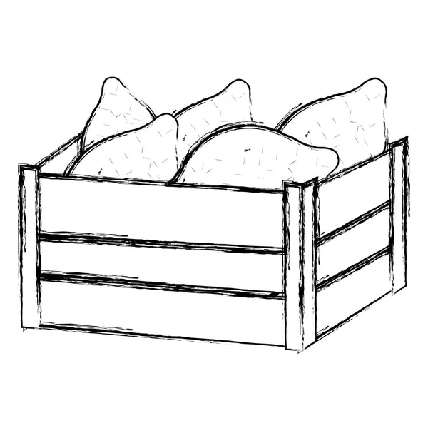 Ilustracja Wektorowa Owoców Papai Pyszne Grunge Wewnątrz Kosz Drewno — Wektor stockowy