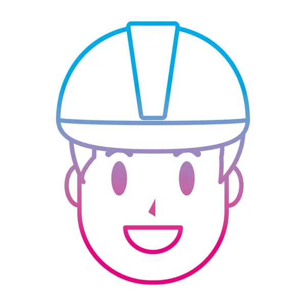 Degraded Line Happy Businessman Head Helmet Protection Vector Illustration — Stock Vector