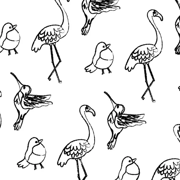 grunge tropical nice birds animals background vector illustration