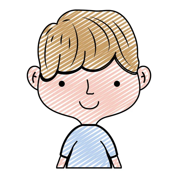 Doodle Van Gelukkig Man Met Korte Haarstijl Shirt Vectorillustratie — Stockvector