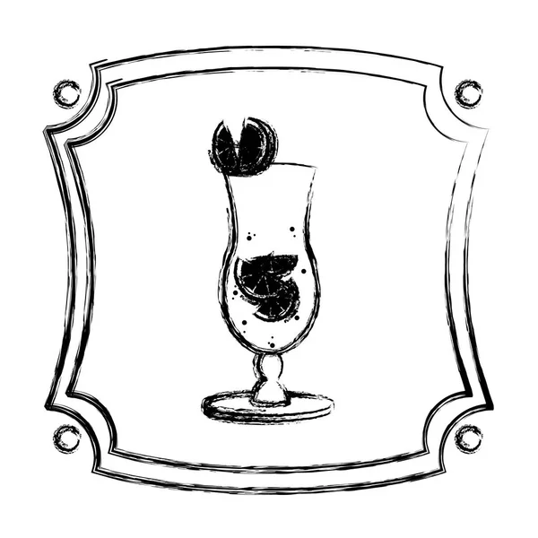 Emblème Grunge Avec Verre Liqueur Cocktail Illustration Vectorielle Citron — Image vectorielle