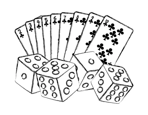 Grunge Club Poker Cartes Dés Jeu Vectoriel Illustration — Image vectorielle