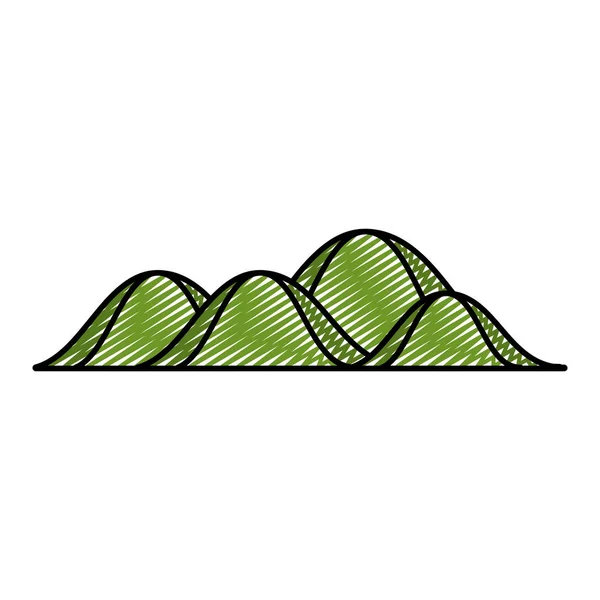 Doodle Ομορφιάς Βουνό Οικολογία Φύση Στυλ Εικονογράφηση Φορέα — Διανυσματικό Αρχείο