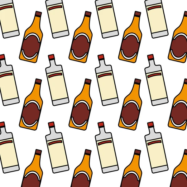 五颜六色的伏特加和啤酒瓶酒背景向量例证 — 图库矢量图片
