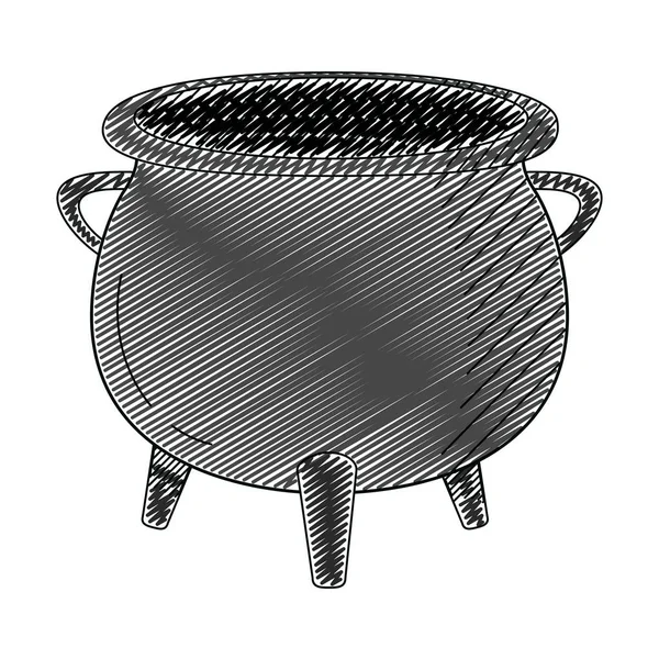 Doodle Matlagning Pot Cauldron Objekt Firande Vektorillustration — Stock vektor