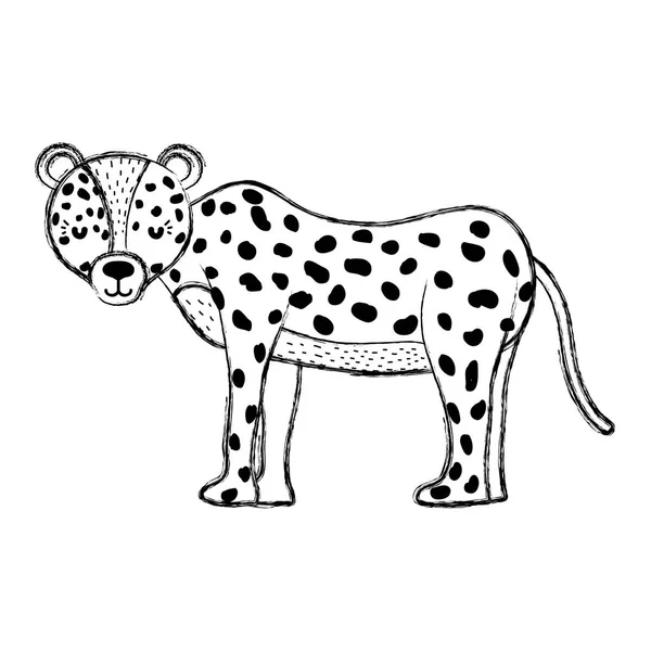 Grunge Adorabile Leopardo Selvaggio Animale Creatura Vettore Illustrazione — Vettoriale Stock