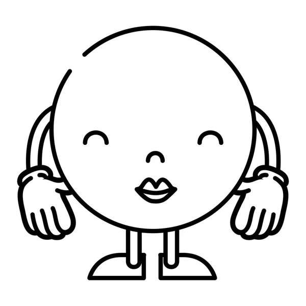 Línea Bastante Emoji Carácter Con Brazos Piernas Vector Ilustración — Vector de stock