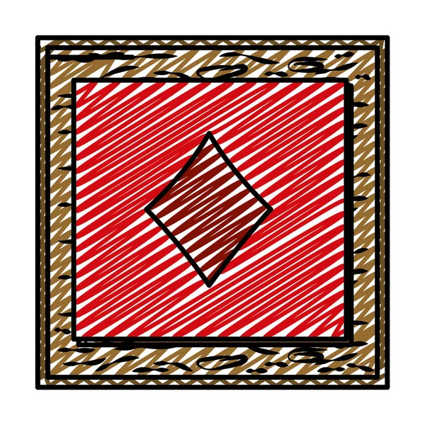 Doodle Quadro Diamante Carta Stile Casinò Vettoriale Illustrazione — Vettoriale Stock