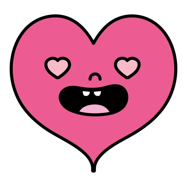 Color Kawaii Lovestruck Corazón Lindo Vector Amor Ilustración — Vector de stock
