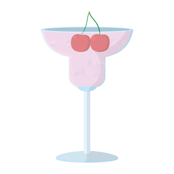 Verre Cocktail Couleur Avec Des Cerises Des Cubes Glace Illustration — Image vectorielle