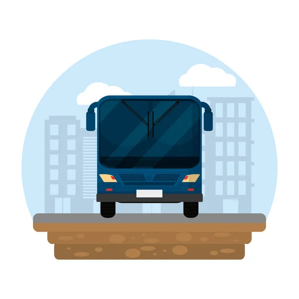Векторная Иллюстрация Городского Автобусного Транспорта Городского Строительства — стоковый вектор