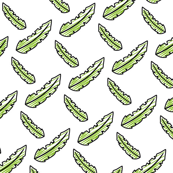 doodle botanic exotic leaf style background vector illustration