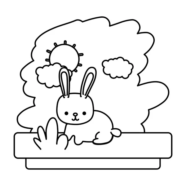 ライン可愛いウサギ素敵な野生動物のベクトル図 — ストックベクタ