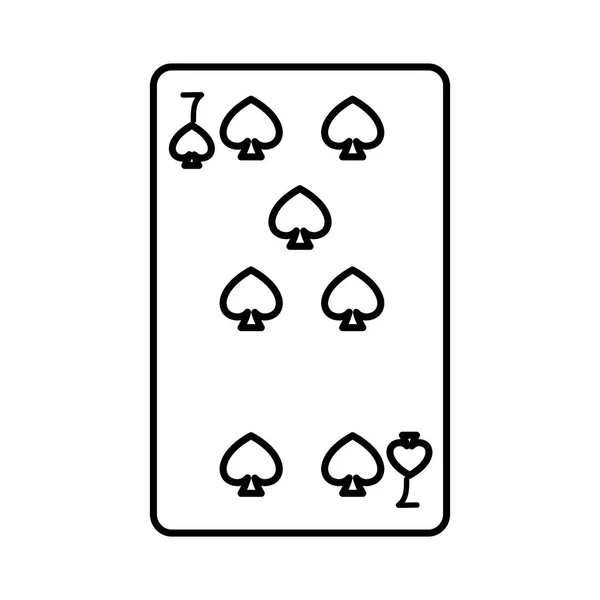 Linka Sedm Pikes Kasino Karty Hry Vektorové Ilustrace — Stockový vektor