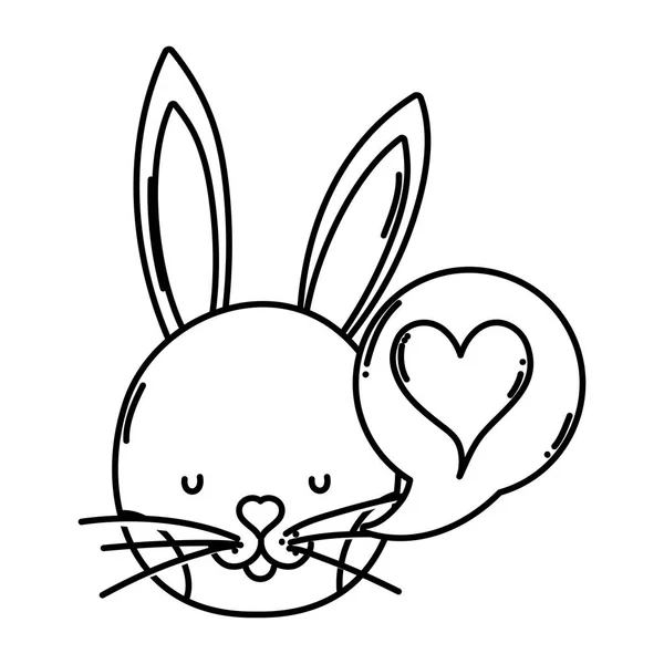 线兔子头与心脏聊天泡泡向量例证 — 图库矢量图片