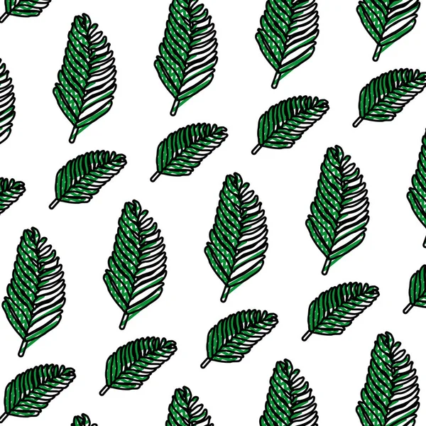 Doodle Plano Tropical Ramo Folhas Fundo Vetor Ilustração — Vetor de Stock