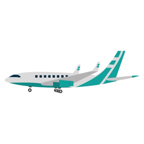 Color Side Airplane Travel Transport Windows Vector Illustration — Stock Vector