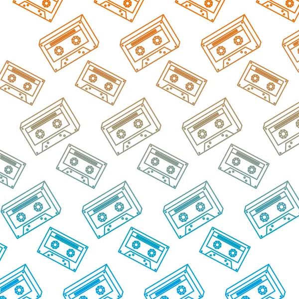 Aangetaste Lijn Retro Cassette Oude Tape Achtergrond Vectorillustratie — Stockvector