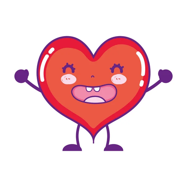 Kawaii Corazón Divertido Con Brazos Piernas Vector Ilustración — Archivo Imágenes Vectoriales