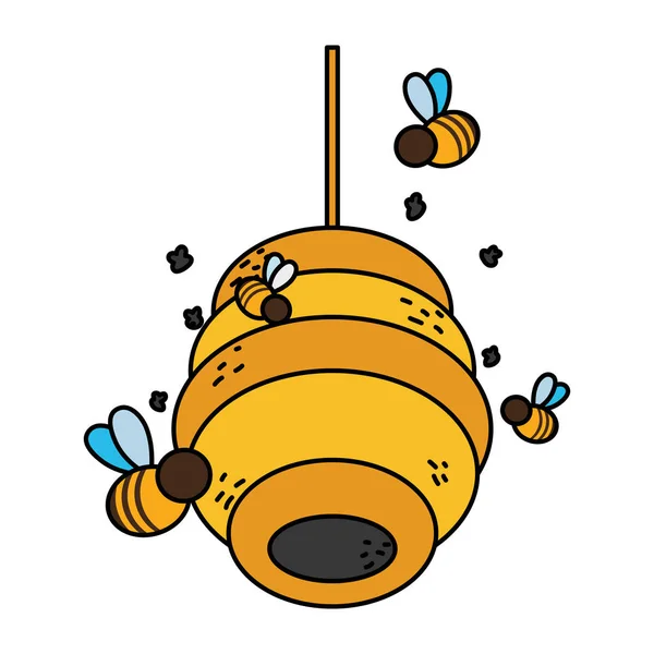 Χρώμα Κηρήθρα Κρέμεται Μέλισσες Εντόμων Που Φέρουν Εικονογράφηση Διάνυσμα — Διανυσματικό Αρχείο
