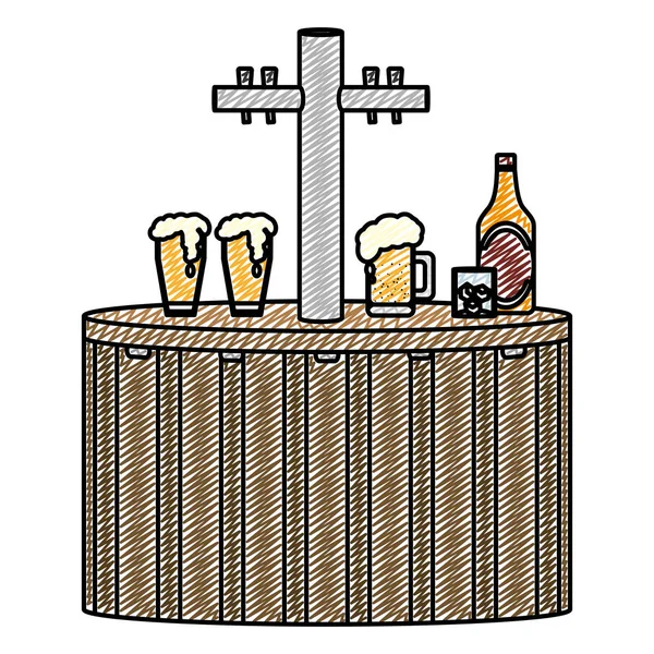 Doodle Likér Karafy Alkohol Nápojů Návrhu Vektorové Ilustrace — Stockový vektor