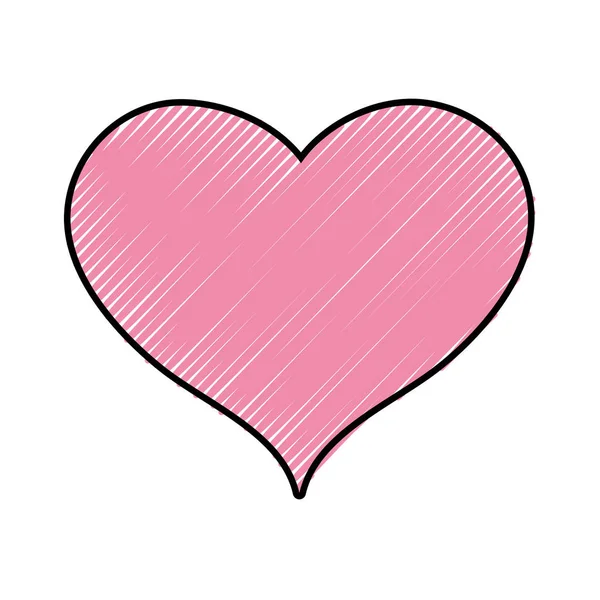 Rallado Lindo Corazón Signo Amor Decoración Diseño Vector Ilustración — Vector de stock