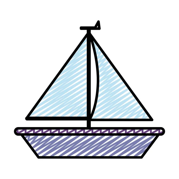 海のベクトル図に落書き木材船輸送スタイル — ストックベクタ