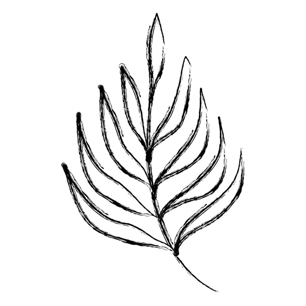Grunge Tropische Zweigpflanze Blätter Stil Vektor Illustration — Stockvektor