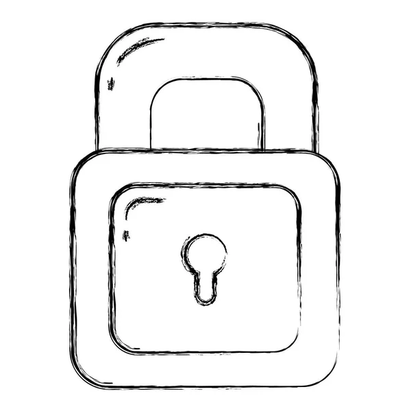 Grunge Security Padlock Object Protect Element Vector Illustration — Stock Vector