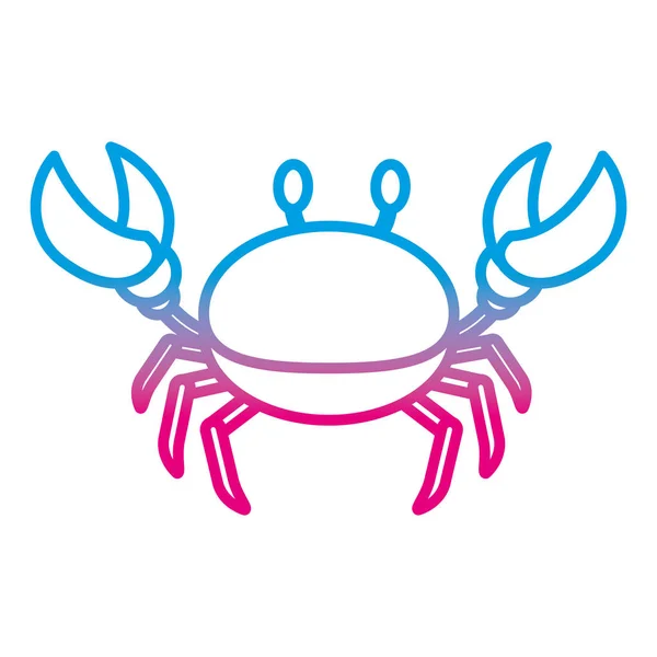 Degraded Line Cute Crab Tropical Animal Sea Vector Illustration — Stock Vector