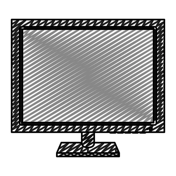 Doodle Elektronische Computer Bildschirm Technologie Information Vektor Illustration — Stockvektor