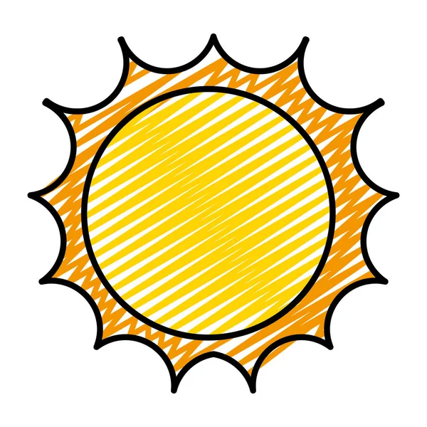 Doodle Aranyos Könnyű Sun Ray Időjárás Vektoros Illusztráció — Stock Vector
