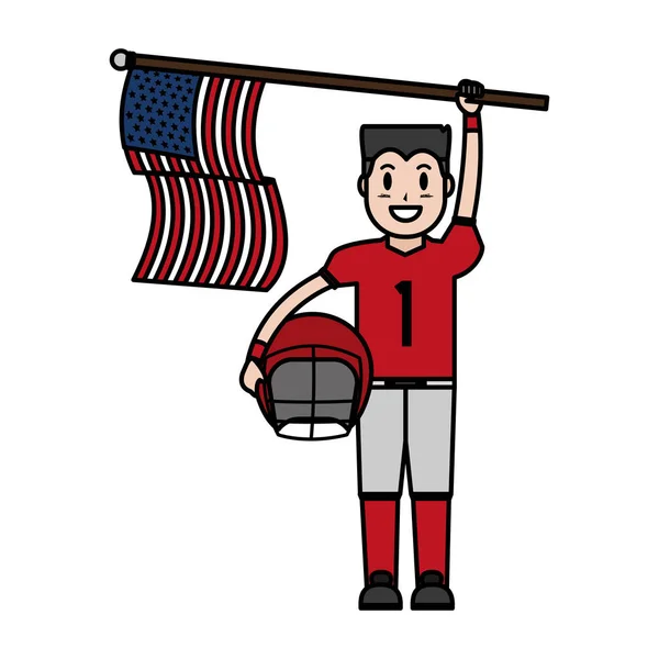 Jogador Futebol Cor Com Capacete Eua Bandeira Vetor Ilustração — Vetor de Stock