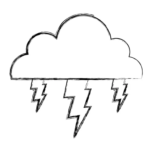 Grunge Molnet Med Thunders Electic Storm Väder Vektorillustration — Stock vektor