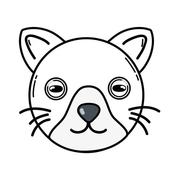 Linie Niedlich Katze Kopf Tier Vektor Illustration — Stockvektor