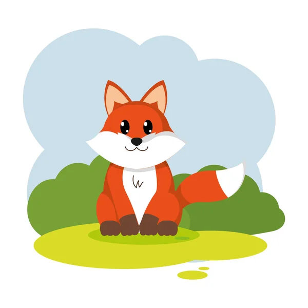 Fox Dzikie Zwierzę Ładny Krajobraz Ilustracji Wektorowych — Wektor stockowy