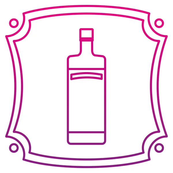 Abgebaute Linie Emblem Mit Alkohol Schnaps Flasche Getränkevektor Illustration — Stockvektor