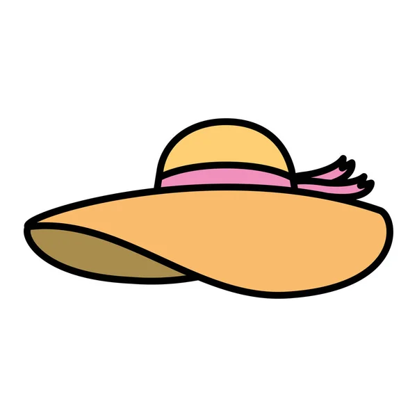 Sombrero Femenino Belleza Color Con Ilustración Vectorial Estilo Cinta — Vector de stock