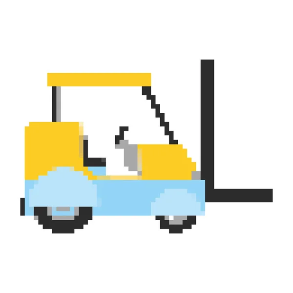 Pixelated Forklift Industry Machine Transport Vector Illustration — Stock Vector
