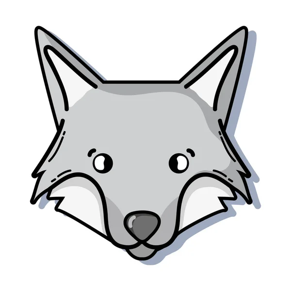 Grayscale Cute Fox Head Wild Animal Vector Illustration — Stock Vector