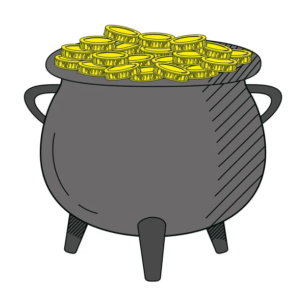 Monedas Dinero Efectivo Dentro Del Pote Caldero Vector Ilustración — Vector de stock