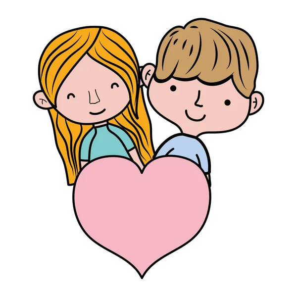 Couleur Couple Mignon Avec Coiffure Passion Coeur Vecteur Illustration — Image vectorielle