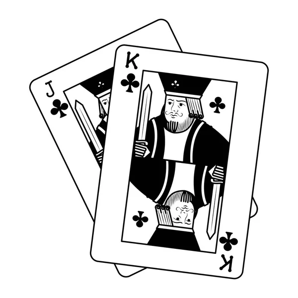 Line Jack Und King Clubs Karten Casino Spiel Vektor Illustration — Stockvektor