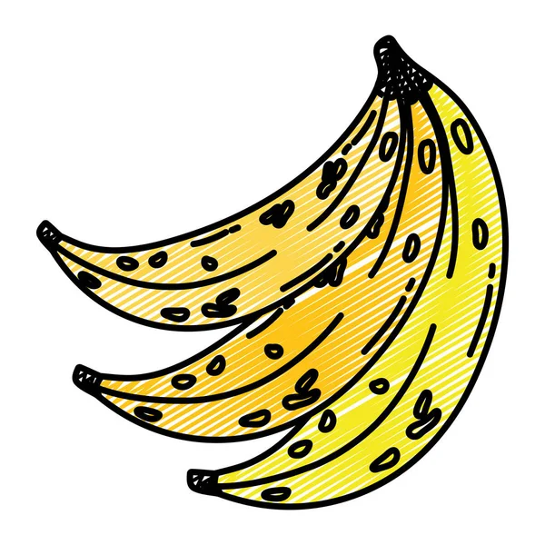 Doodle Deliziose Banane Frutta Vitamina Biologica Vettoriale Illustrazione — Vettoriale Stock