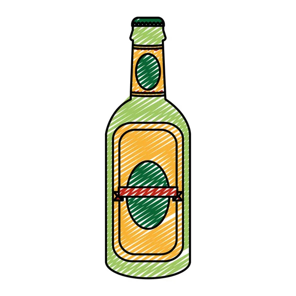 Doodle Schnapps Liquor Alcohol Bottle Beverage Vector Illustration — Stock Vector